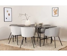 Venture Design Valgomojo stalas ir kėdžių komplektas Uno 200x90x74 cm Juodas aksomas