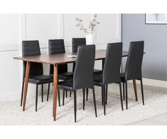 Venture Design Valgomojo stalas ir kėdžių komplektas Polar 180 cm, riešutas, juoda