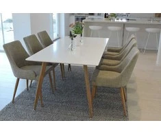Venture Design Valgomojo stalas ir kėdžių komplektas 180x90x75 cm šviesiai pilkas