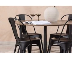 Venture Design Valgomojo stalas ir kėdžių komplektas 120 cm Juodas MDF Metalas