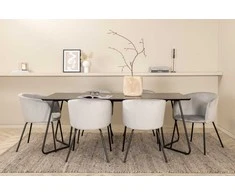 Venture Design Valgomojo stalas ir kėdžių komplektas Petra valgomojo stalas ir Berit kėdė 190x90x75 cm juoda