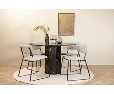 Venture Design Valgomojo stalas ir kėdžių komplektas 110x75 cm Juodas aksomas Valgomojo baldai