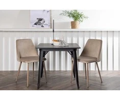 Venture Design Valgomojo stalas ir kėdžių komplektas Tempe 80x80 cm juodos rudos spalvos audinys