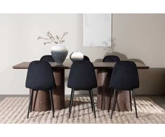 Venture Design Valgomojo stalas ir kėdžių komplektas Olivia 100x210 cm Juodas