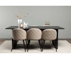 Venture Design Valgomojo stalas ir kėdžių komplektas 200x100 cm Juoda Smėlio spalva