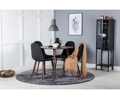 Venture Design Valgomojo stalas ir kėdžių komplektas Plaza 100 cm riešutas juoda medžiaga