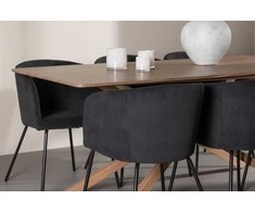 Venture Design Valgomojo stalas ir kėdžių komplektas Piazza valgomojo stalas su Berit valgomojo kėde 180x90 cm juoda moka