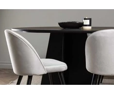 Venture Design Valgomojo stalas ir kėdžių komplektas Bootcut Ovalus 230x115 cm Juodas aksomas Šviesiai pilka