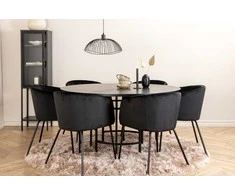 Venture Design Valgomojo stalas ir kėdžių komplektas Kopenhaga 140x74 cm Juodas