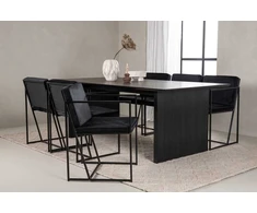 Venture Design Valgomojo stalas ir kėdžių komplektas Vail valgomojo stalas ir Richmond valgomojo kėdė Juodas MDF Aksomas Plienas