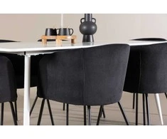 Venture Design Valgomojo stalas ir kėdžių komplektas Silar valgomojo stalas su Berit valgomojo kėde 180x90 cm balta
