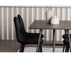 Venture Design Valgomojo stalas ir kėdžių komplektas Kaseidon 120x80 cm Juoda mediena Aksomas