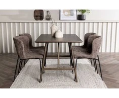 Venture Design Valgomojo stalas ir kėdžių komplektas Kaseidon ir Modesto 80x120 cm rudos ir pilkos spalvos MDF ir kaučiukmedžio