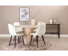 Venture Design Valgomojo stalas ir kėdžių komplektas Bianca 110x74 cm Balta audinys Juoda 4 kėdės