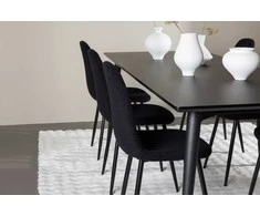 Venture Design Valgomojo stalas ir kėdžių komplektas Ellis valgomojo stalas ir Polar valgomojo kėdė 230x85 cm juodas plienas