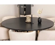 Venture Design Valgomojo stalas ir kėdžių komplektas Kopenhaga 140x74 cm Juoda Smėlio spalvos aksomas