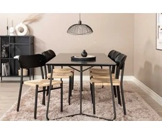 Venture Design Valgomojo stalas ir kėdžių komplektas 190x90x75 cm Juodas metalas