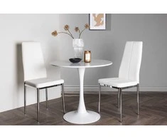 Venture Design Valgomojo stalas ir kėdžių komplektas Hamden ir Pastill 60 cm baltas metalas