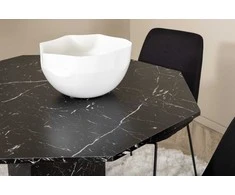 Venture Design Valgomojo stalas ir kėdžių komplektas Marbs 110x75 cm Juodas stiklas Audinys