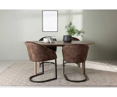Venture Design Valgomojo stalas ir kėdžių komplektas Andy ir Evening 180x75 cm Ruda MDF Audinys