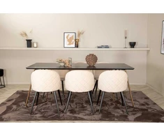 Venture Design Valgomojo stalas ir kėdžių komplektas 190x90x75 cm Juodas Smėlio spalvos aksomas