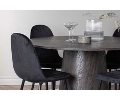 Venture Design Valgomojo stalas ir kėdžių komplektas Lanzo 120 cm rudos ir juodos MDF aksomas