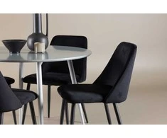 Venture Design Valgomojo stalas ir kėdžių komplektas Plaza Night 100 cm Pilka Juoda MDF