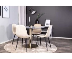 Venture Design Valgomojo stalas ir kėdžių komplektas Estelle 106x75 cm Juoda Smėlio spalvos