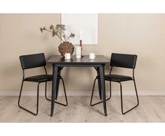Venture Design Valgomojo stalas ir kėdžių komplektas Tempe valgomojo stalas ir Kenth kėdė juoda MDF PU metalas