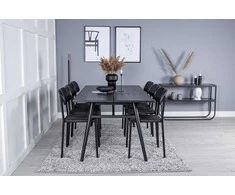 Venture Design Valgomojo stalas ir kėdžių komplektas 190x95 cm juodas