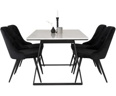 Venture Design Valgomojo stalas ir kėdžių komplektas Estelle 140x90 cm Balta Juoda