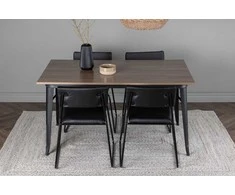 Venture Design Valgomojo stalas ir kėdžių komplektas Tempe valgomojo stalas ir Kenth kėdė 140x80 cm juoda