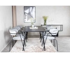 Venture Design Valgomojo stalas ir rankšluostė su atlenkiamomis rankenėlėmis, Dipp ir Arrow, 180x90 cm ir 61x79x58 cm, Juoda ir Pilka