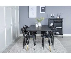 Venture Design Valgomojo stalas ir valgomojo kėdės 180x90 cm juodos spalvos