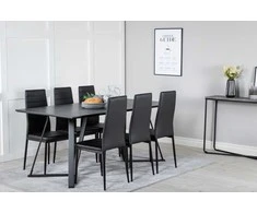 Venture Design Valgomojo stalas ir valgomojo kėdės Marina juodos spalvos