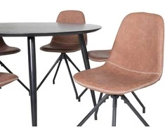 Venture Design Valgomojo stalas ir valgomojo kėdžių komplektas 115 cm juoda ruda
