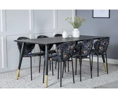 Venture Design Valgomojo stalas ir valgomojo kėdės 180x90 cm juodos spalvos