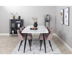 Venture Design Valgomojo stalas ir valgomojo kėdės 240x100x75 cm Rožinė Juoda
