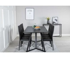 Venture Design Valgomojo stalas ir valgomojo kėdės Marina juodos spalvos