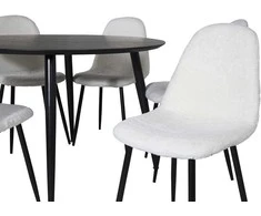 Venture Design Valgomojo stalas ir valgomojo kėdžių komplektas 115 cm juoda balta
