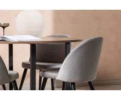 Venture Design Valgomojo stalas ir valgomojo kėdžių komplektas 120 cm Juodasis riešutas Šviesiai pilkas MDF Aksomas