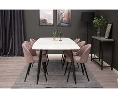 Venture Design Valgomojo stalas ir valgomojo kėdės 240x100x75 cm Rožinė Juoda