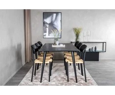 Venture Design Valgomojo stalas ir valgomojo kėdės 180x90 cm juodos spalvos