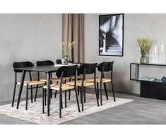 Venture Design Valgomojo stalas ir valgomojo kėdės 180x90 cm juodos spalvos