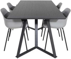Venture Design Valgomojo stalas ir valgomojo kėdės Marina juodos plastikinės
