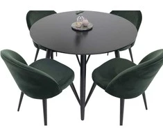 Venture Design Valgomojo stalas ir veliūrinės valgomojo kėdės 100x75 cm žalia juoda
