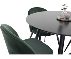 Venture Design Valgomojo stalas ir veliūrinės valgomojo kėdės 100x75 cm žalia juoda