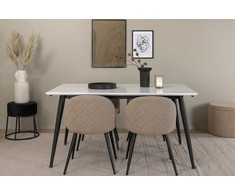 Venture Design Valgomojo stalas, Jimmy, 150-240x90x76 cm, Balta, Valgomasis kėdė, Švelnūs siūlai, 57x76.5x50 cm, Beždžionės.