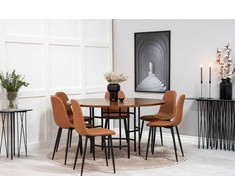 Venture Design Valgomojo stalas, Kopenhaga, ⌀140 cm, Ruda / Valgomasis kėdė, Poliaras, 53x87x44 cm, Juoda