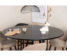 Venture Design Valgomojo stalas, Kopenhaga, 140x74 cm, Juodas, Valgomasis kėdė, Veltinė siūlė, 57x76.5x50 cm, Beždžionės spalva